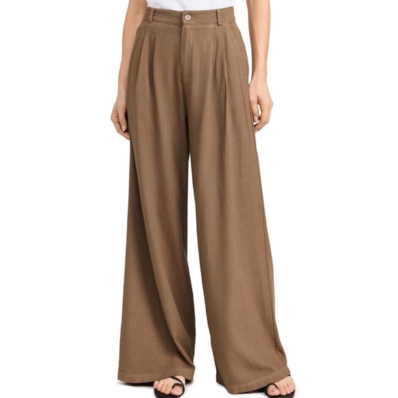 Stateside Pants - $208 NEW with tags!  Stateside Women's Linen Wide Leg Trousers - Twig - Small